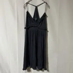 FOREVER21 レーヨン フリルキャミワンピース ネイビー 紺色