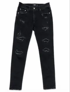 AZUL BY MOUSSY ブラック スキニーデニム ダメージ加工 XSのサムネイル