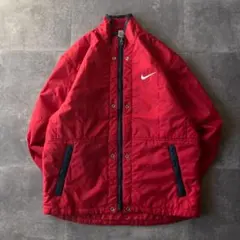 00s NIKE ナイロンジャケット 刺繍ロゴ 赤 XL A670 ビッグサイズ