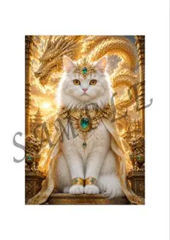 お姫様みたいな子猫✨ティアラが輝く癒しのアートポスター A4 猫好き額