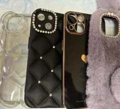 iPhone13用ケース　セット　かわいい　ソフト　ハード　黒