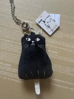 [タグ付き]ノアファミリー　リール付パスケース　定期入れ　黒猫