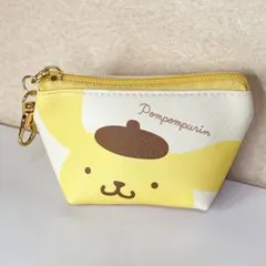 ポムポムプリン ミニポーチ 黄色 カラビナ付き サンリオ コインケース 小物入れ