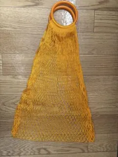 未使用 レトロ メッシュバッグ オレンジ リングハンドル ヴィンテージ