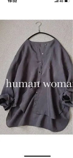 human woman 麻混長袖シャツ グレー Mサイズのサムネイル