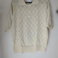MACOBER アイボリーダイヤ柄ニット 半袖　FREAK'S STOREのサムネイル