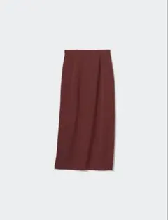 新品 未使用 UNIQLO ストレッチダブルフェイスナロー スカート ワイン Lのサムネイル