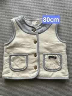 petit main ベビーベスト アイボリー/グレー