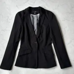 H&M テーラードジャケット ブラック レディース サイズ2 裏地ストライプ
