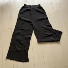 ブラック ワイドニット地パンツ サイズF