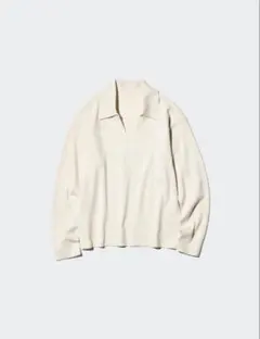 UNIQLO ウォッシャブルリブポロセーター ナチュラル