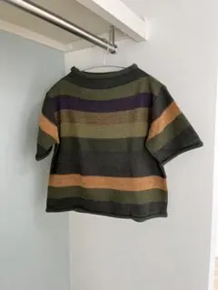 ストライプ 半袖ニット トップス