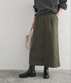 新品 NATURAL LAUNDRY ロイカストレッチ ナロースカート カーキ - メルカリ