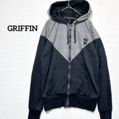 グリフィン GRIFFIN イタリア製 フードジップパーカー グレンチェック 黒