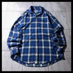 00s Brooks Brothers フランネルシャツ 青 黒 チェック L