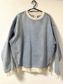 ZARA デニムスウェット サイドジップ ダメージ加工