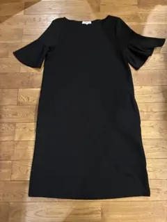 NATURAL BEAUTY BASIC ブラック半袖ワンピース M フレア袖