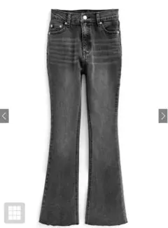 ストレッチフレアデニムパンツ ブラック M