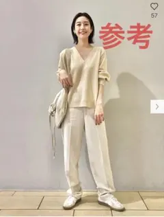 ユニクロu Vネックセーター（長袖）ナチュラル Lサイズ