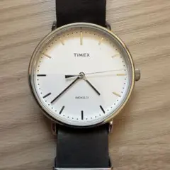 TIMEX 腕時計 ホワイト文字盤 ブラックレザー