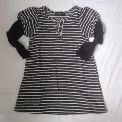 agnès b. ENFANT ワンピース 黒白ストライプ