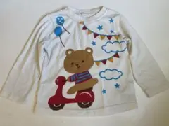 クマのイラスト 長袖Tシャツ 90cm