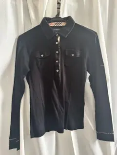 Burberry 黒の長袖ポロシャツ