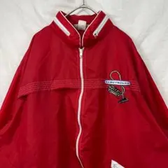 80s aqua sheen ナイロンジャケット 赤 刺繍 ヴィンテージ