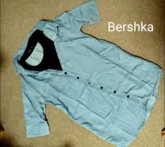Bershka☆デニム肩見せワンピースチュニックブラウス シャツ
