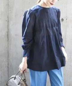 極美品✨定価1.6万❤️ ネイビー 洗える コットンシルクローン 