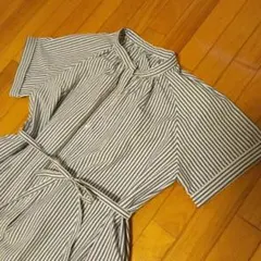 GU ストライプ 半袖 シャツワンピース S