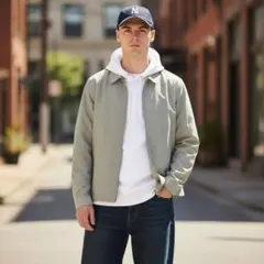 USA古着GAPハリントンジャケットスイングトップ00sノームコア短丈グレーXL