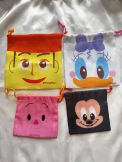 ディズニーキャラクター 巾着袋 4個セット