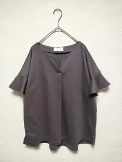 美品　OPAQUE.CLIP　シルキースーピマフレンチフリル袖カットソー　38