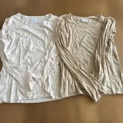 ファブリケアンプラネテール 長袖Tシャツ 2枚セット ライトピンク・ベージュ