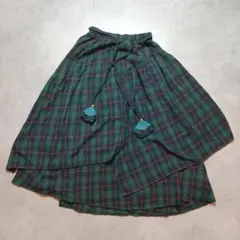 フェアリーグランジ　森ガール　チェックロングスカート　ティアード　Sサイズ