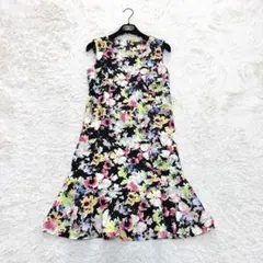 美品 トゥービーシック 花柄 ノースリーブワンピース ペプラムフリル 40 Lのサムネイル