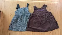 ジャンバースカート 80cm 茶色 コーデュロイ