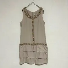 ダイアグラムグレースコンチネンタル ノースリーブワンピース ビジュー ベージュ