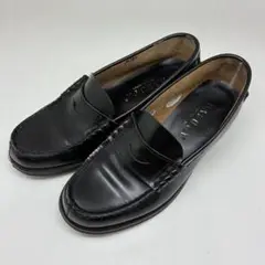 良品　HARUTA ブラックレザー ローファー スリッポン　23EEE