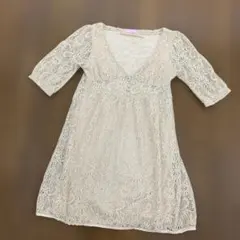 アイボリー レース ミニワンピース