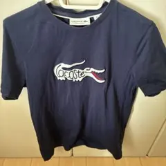 ラコステ LACOSTE ビッグロゴ ワニプリント Tシャツ ネイビー S