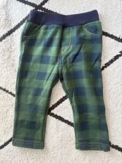 80cm グリーン・ネイビー チェックパンツ