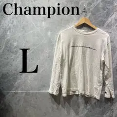 Champion ユニセックス M 白 長袖Tシャツ ロゴ ストリート
