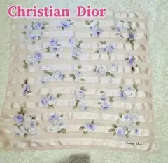 Christian Dior シルク　シフォン　大判スカーフ　ライトピンク　薔薇