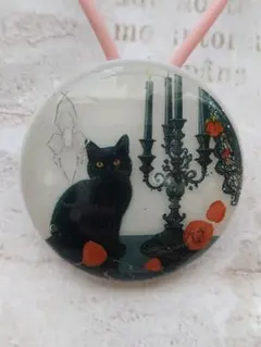 黒猫デザイン ヘアゴム　ゴシック系