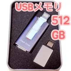 【USBメモリ512GB】アプリ不要 容量不足解消 データ保存写真保存 ブルー