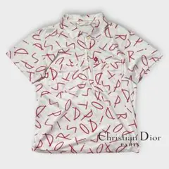 Christian Dior 総柄 半袖ポロシャツ ホワイト レッド Sのサムネイル