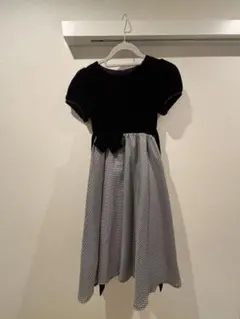 黒と白のチェック フレアドレス