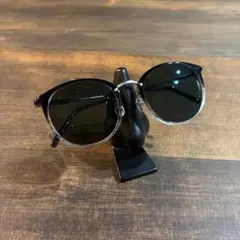 【美品】メガネ　度あり　変更レンズ　ラウンド型サングラス ブラック/クリア